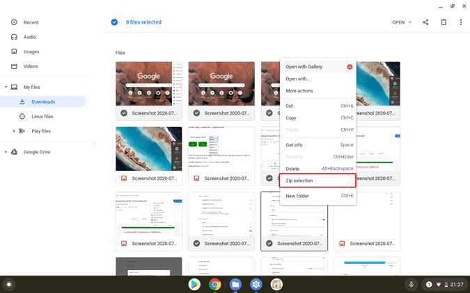 Chromebookでファイルを圧縮する方法