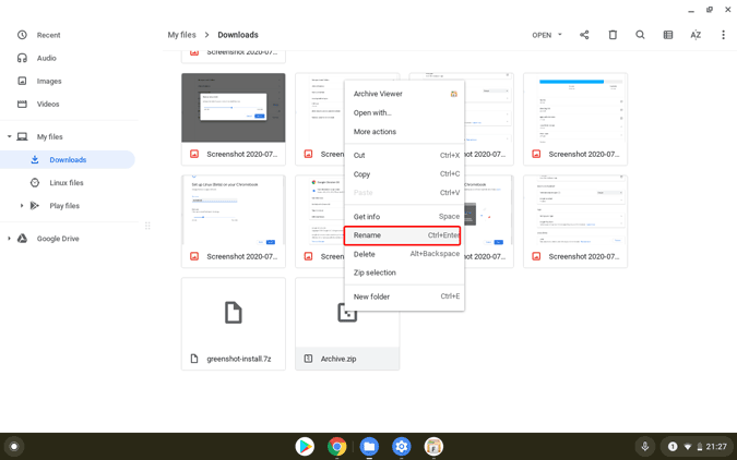 Chromebookでファイルを圧縮する方法