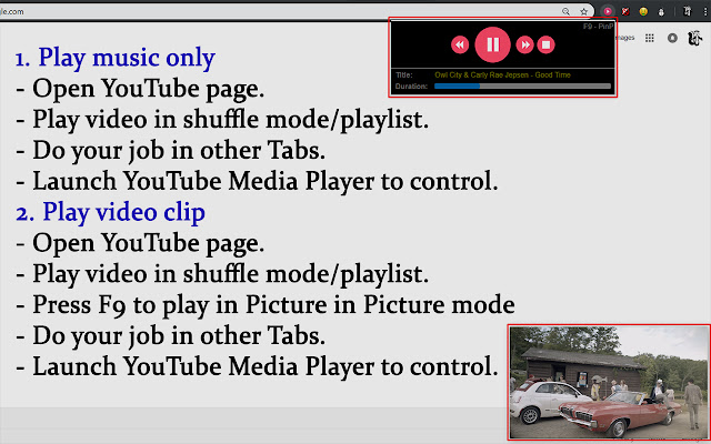 YouTube Music Player and Picture in Picture