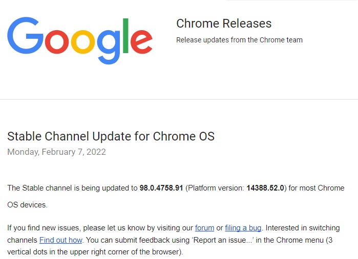 Chrome OS 98 が登場：アップグレード前に知っておくべきこと