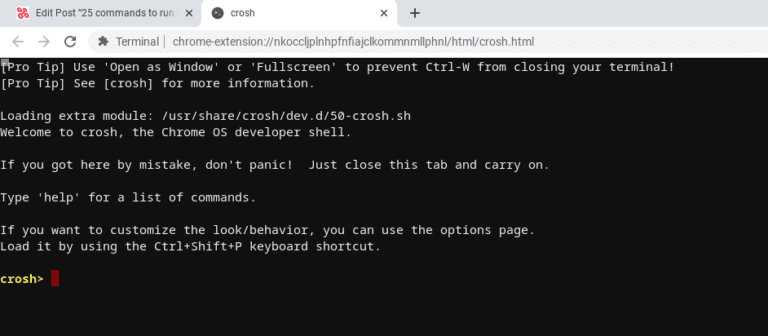ChromebookのCroshで実行する25個のコマンド